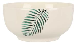 DekorStyle Porcelánová miska Leaf II. 600 ml bílá/zelená