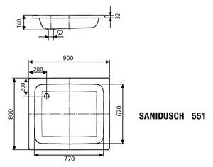 Kaldewei Sanidusch obdélníková sprchová vanička 90x80 cm bílá 440800010001
