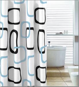Aqualine Sprchový závěs 180x200cm, polyester, bílá/černá/modrá