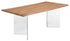 Dubový jídelní stůl Kave Home Lotty 180 x 100 cm se skleněnou podnoží