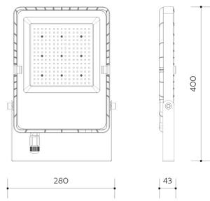 PANLUX s.r.o. Profesionální LED reflektor PANLUX MODENA EVO 200W s nastavitelným výkonem a CCT