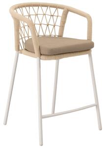Somcasa Béžová kovová barová židle Edwin s bílou podnoží 65 cm