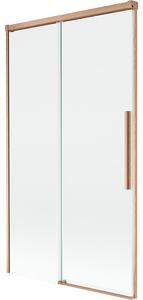 Mexen Rox vanička na vanu, 2-dílná posuvná 100 x 150 cm, transparentní, kartáčovaná měď - 8C9-100-001-65-00