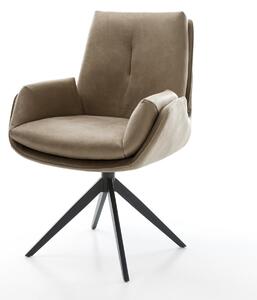 DELIFE Jídelní židle Clea-Flex mikrovlákno béžová vintage křížová podnož široká černá 360° otočná houpací funkce