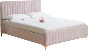 Tempo Kondela Čalouněná postel KAISA 140x200, růžová/gold chrom matný