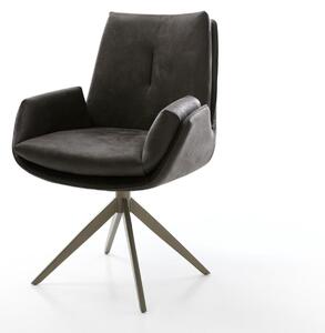 DELIFE Jídelní židle Clea-Flex mikrovlákno antracitová vintage křížová podnož široká titanová barva 360° otočná houpací funkce