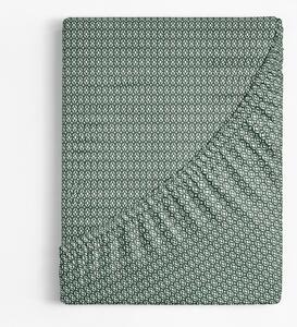 Goldea bavlněné napínací prostěradlo - vzor geometrické tvary na tmavě zeleném 80 x 160 cm