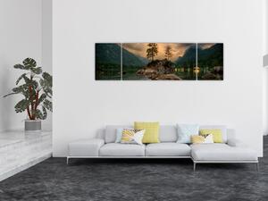 Obraz - jezero v horách (170x50 cm)