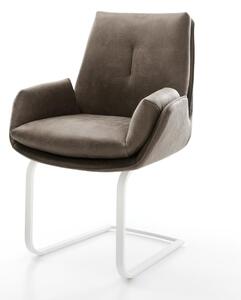 DELIFE Jídelní židle Clea-Flex mikrovlákno taupe vintage jídelní židle plochá bílá