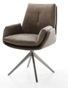 DELIFE Jídelní židle Clea-Flex mikrovlákno taupe vintage křížová podnož široká grafitová 360° otočná houpací funkce