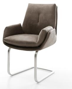 DELIFE Jídelní židle Clea-Flex mikrovlákno taupe vintage jídelní židle plochá nerezová ocel