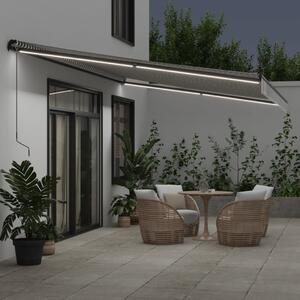 Ručně zatahovací markýza s LED antracitová a bílá 600 x 350 cm