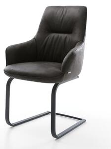 DELIFE Jídelní židle Zelia-Flex s područkami mikrovlákno antracit vintage jídelní židle plochá černá taštičkové pružiny