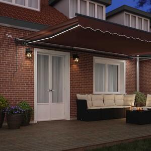 Automatická zatahovací markýza s LED světly hnědá 500 x 300 cm