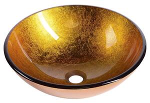 Sapho AGO skleněné umyvadlo průměr 42 cm, zlatě oranžová