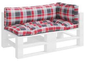 Podušky na palety 3 ks červené kostkované textil
