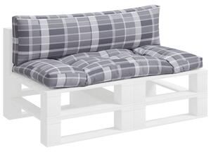 Podušky na palety 2 ks šedé kárované textil