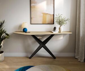 DELIFE Konzolový stůl Edge polygonální 180×50 cm keramika Laminam® Sabbia dubová Zentharo kov černý