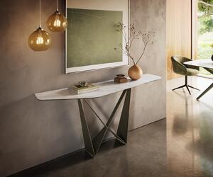 DELIFE Konzolový stůl Edge polygonální 180×50 cm keramika Onyx Pearl Spios kov titanová barva