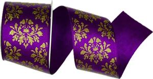 Vánoční stuha saténová X-MAS DELUXE VIOLETT 40mm x 2m (14,50Kč/m)