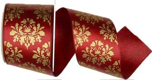 Vánoční stuha saténová X-MAS DELUXE RED 40mm x 2m (14,50Kč/m)