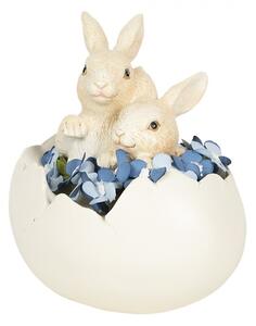 Dekorace králíčků ve skořápce s květy - 14*10*14 cm