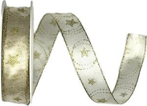 Vánoční stuha organzová GLITTER STAR GOLD 10mm x 2m (8,- Kč/m)