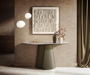 DELIFE Konzolový stůl Edge polygonální 140×50 cm keramika Onyx Pearl Livos kov titanová barva
