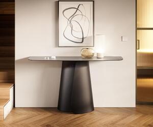 DELIFE Konzolový stůl Edge oválný tvar 140×40 cm keramika beton šedá Livos kov černá