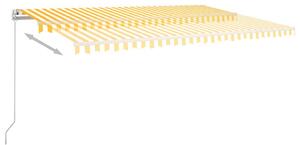Ručně zatahovací markýza s LED světlem 500 x 350 cm žlutobílá