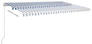 Ručně zatahovací markýza s LED světlem 500 x 350 cm modrobílá