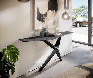 DELIFE Konzolový stůl Edge polygonální 180×50 cm keramika Laminam® Nero Greco antracit Zentharo kov černá