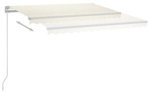 Ručně zatahovací markýza s LED světlem 450 x 350 cm krémová