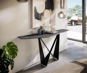 DELIFE Konzolový stůl Edge polygonální 180×50 cm keramika Laminam® Nero Greco antracit Spios kov černá