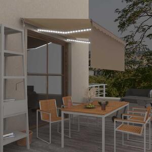Automatická markýza roleta LED a senzor větru 3x2,5 m krémová 3069392