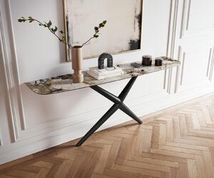 DELIFE Konzolový stůl Edge tvar oválný 180×40 cm keramika Patagonia leštěná Estelo kov černá