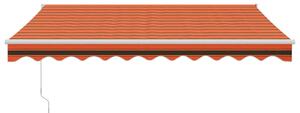 Zatahovací markýza oranžová a hnědá 3,5 x 2,5 m textil a hliník