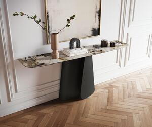 DELIFE Konzolový stůl Edge oválný 180×40 cm keramika Patagonia leštěná Livos kov černá