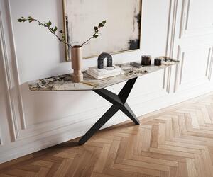 DELIFE Konzolový stůl Edge polygonální 180×50 cm keramika Patagonia leštěná Zentharo kov černá