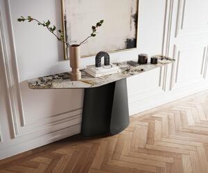 DELIFE Konzolový stůl Edge polygonální 180×50 cm keramika Patagonia leštěná Livos kov černá
