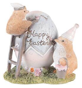 Velikonoční dekorace kuřátek u vajíčka Happy Easter - 12*9*12 cm