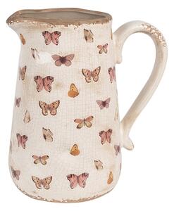 Béžový keramický džbán s motýlky Butterfly Paradise L - 21*15*23 cm
