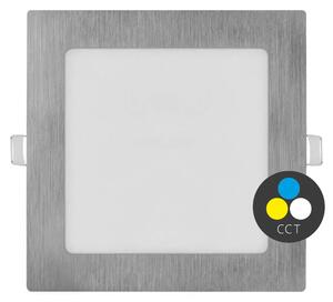 EMOS Stříbrný vestavný LED panel hranatý 170 x 170mm 12,5W CCT Premium ZD2233