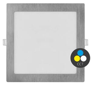 EMOS Stříbrný vestavný LED panel hranatý 225 x 225mm 18W CCT Premium ZD2243