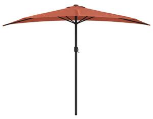 Slunečník na balkon hliníková tyč cihlový 300x155x223cm půlkruh
