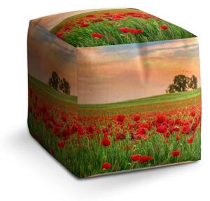 Sablio Taburet Cube Pole vlčích máků 2 - 40x40x40 cm