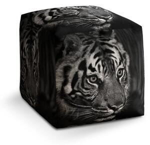 Sablio Taburet Cube Černobílý tygr - 40x40x40 cm