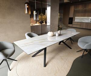 DELIFE Jídelní stůl Edge 300×100 cm keramika Onyx Pearl Zenthara hranatý kov černá