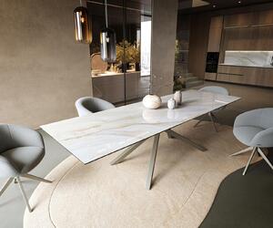 DELIFE Jídelní stůl Edge 300×100 cm keramika Onyx Pearl křížová podnož obdélník titanová barva