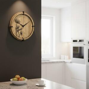 Tiché dřevěné hodiny s motivem lučních trav pro váš domov | SENTOP HDF0586-GOLD-OAK